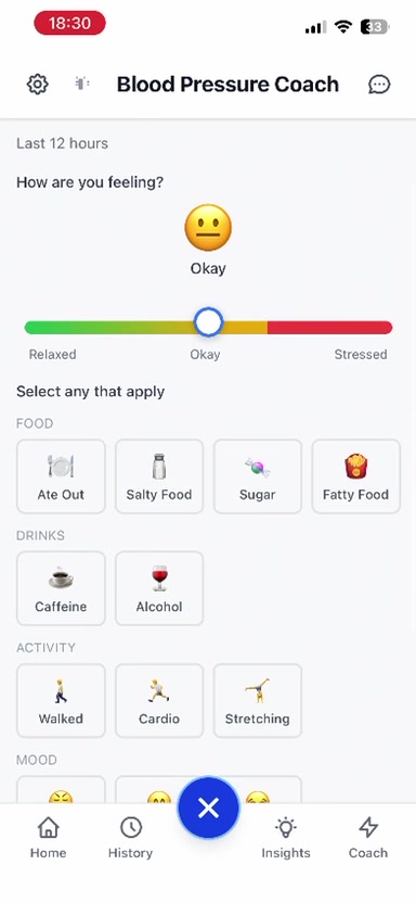 Track factors like food, caffeine, exercise, and mood